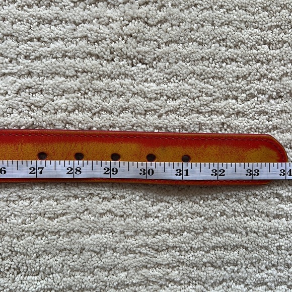 EXPRESS Distressed Red and Yellow Italian Leather Belt M - Picture 14 of 14